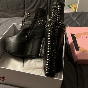 Jeffrey Campbell cross studded wedge boots